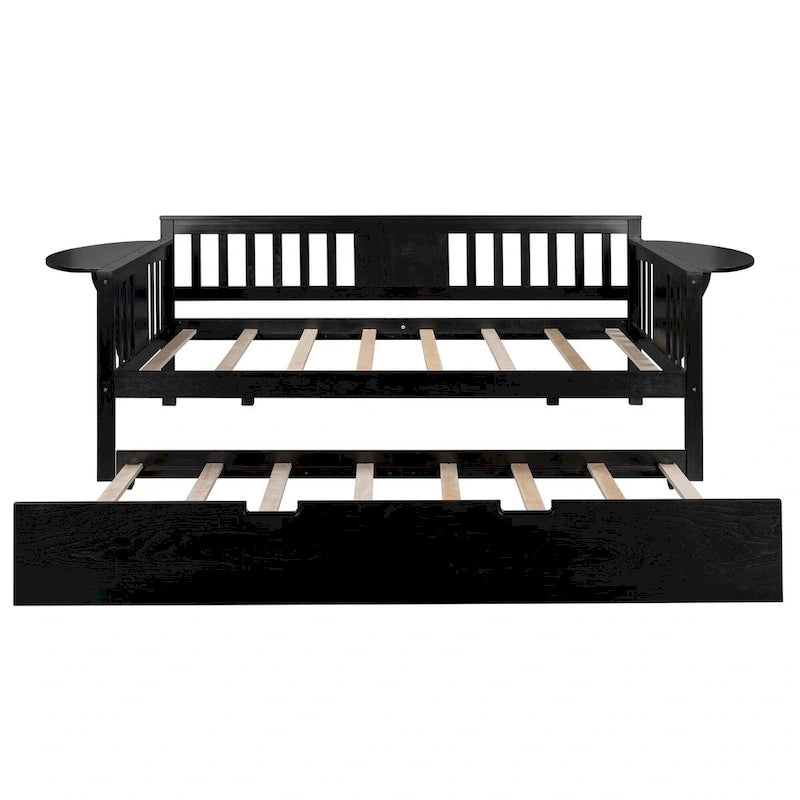 Lit de repos double Espresso avec lit gigogne escamotable, 2 places assises/couchages