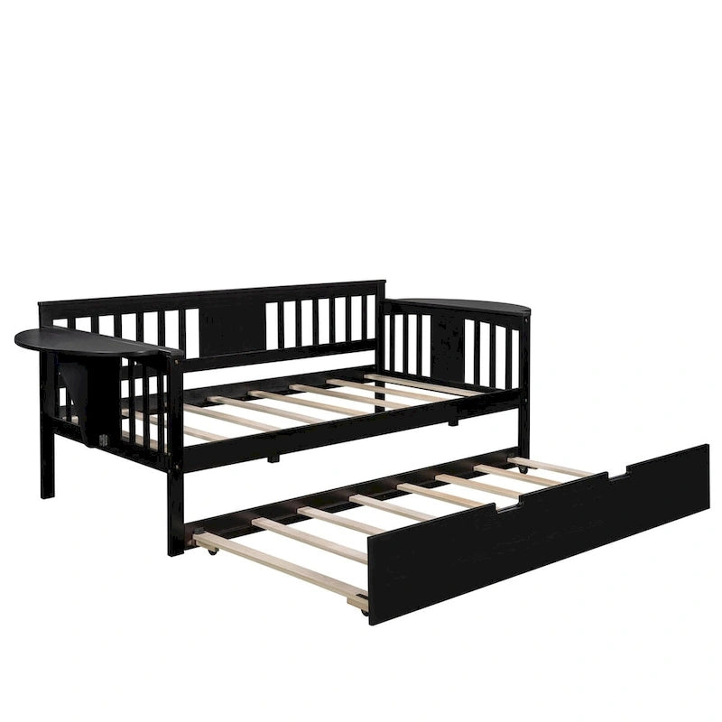 Lit de repos double Espresso avec lit gigogne escamotable, 2 places assises/couchages