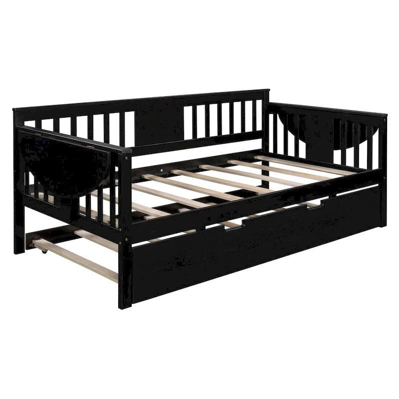 Lit de repos double Espresso avec lit gigogne escamotable, 2 places assises/couchages