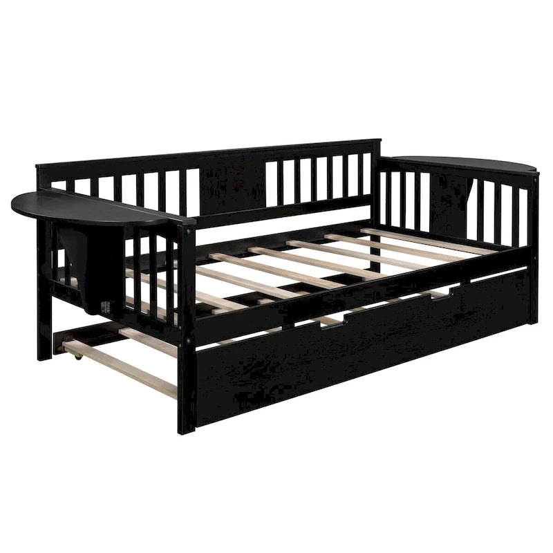 Lit de repos double Espresso avec lit gigogne escamotable, 2 places assises/couchages