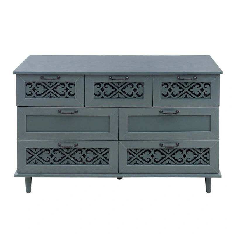 Commode 7 tiroirs, bleu/vert foncé, individuelle