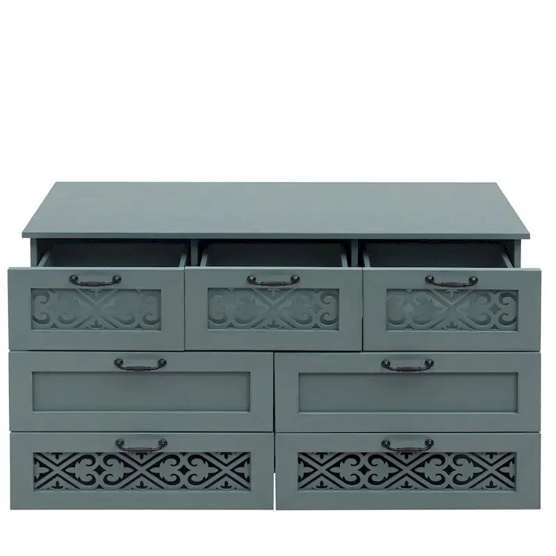 Commode 7 tiroirs, bleu/vert foncé, individuelle