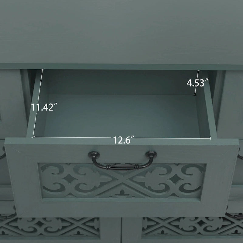 Commode 7 tiroirs, bleu/vert foncé, individuelle