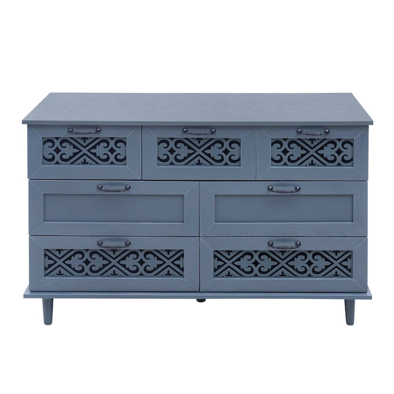 Commode 7 tiroirs, bleu/vert foncé, individuelle