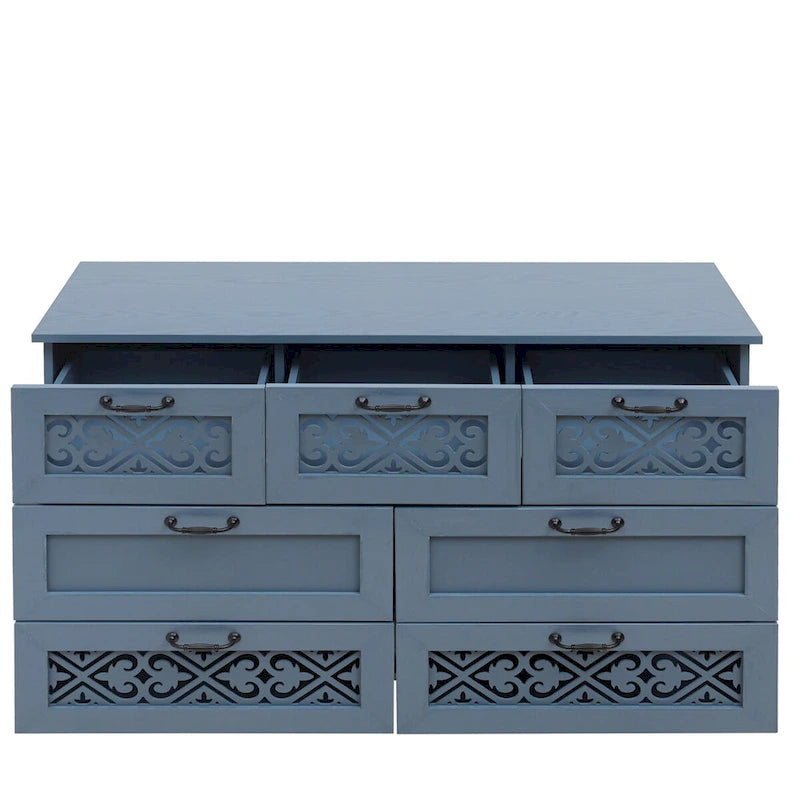 Commode 7 tiroirs, bleu/vert foncé, individuelle