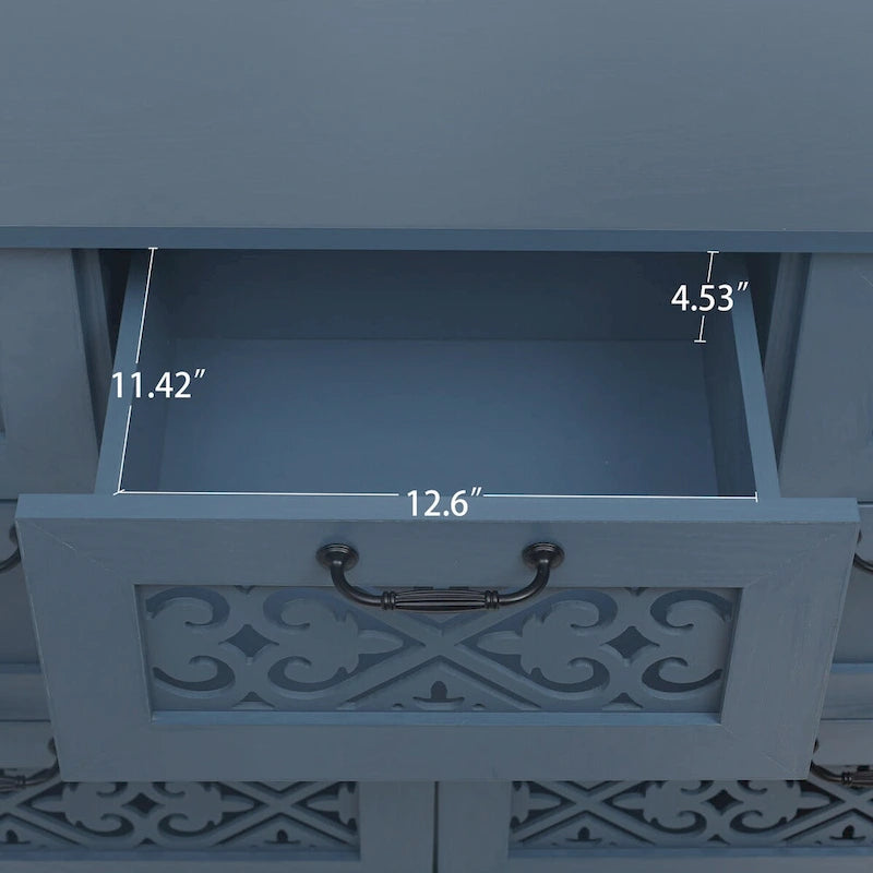 Commode 7 tiroirs, bleu/vert foncé, individuelle