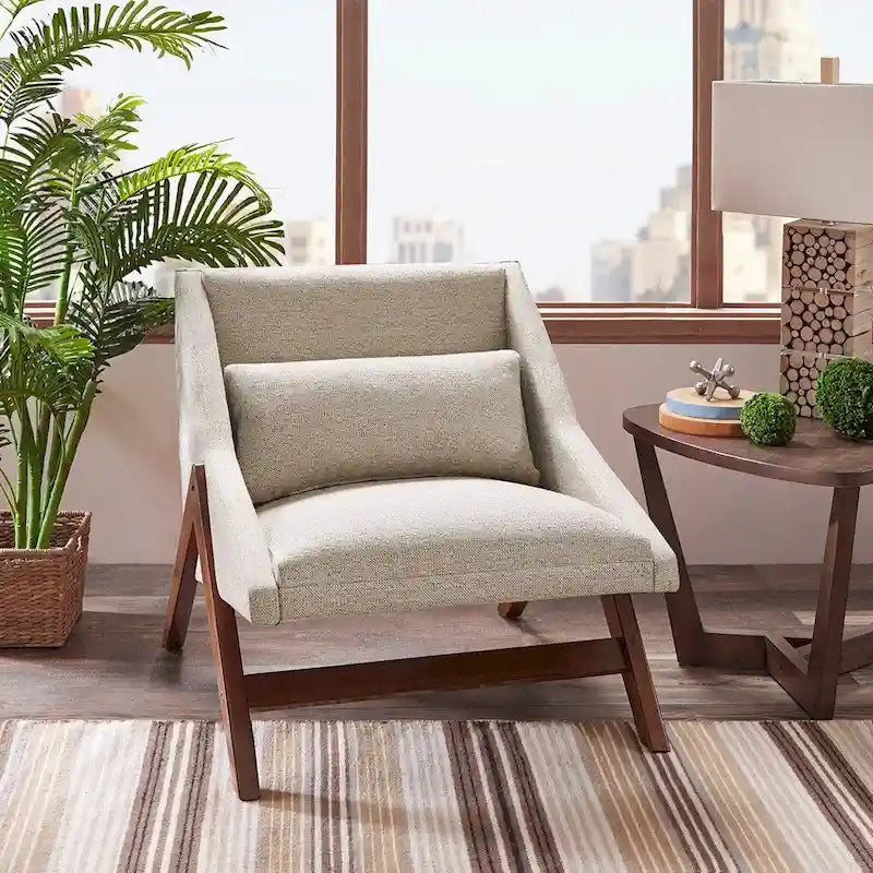 Fauteuil d'appoint boomerang 1 place, jaune moutarde/marron