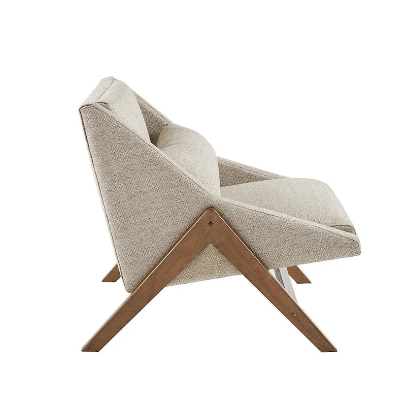 Fauteuil d'appoint boomerang 1 place, jaune moutarde/marron