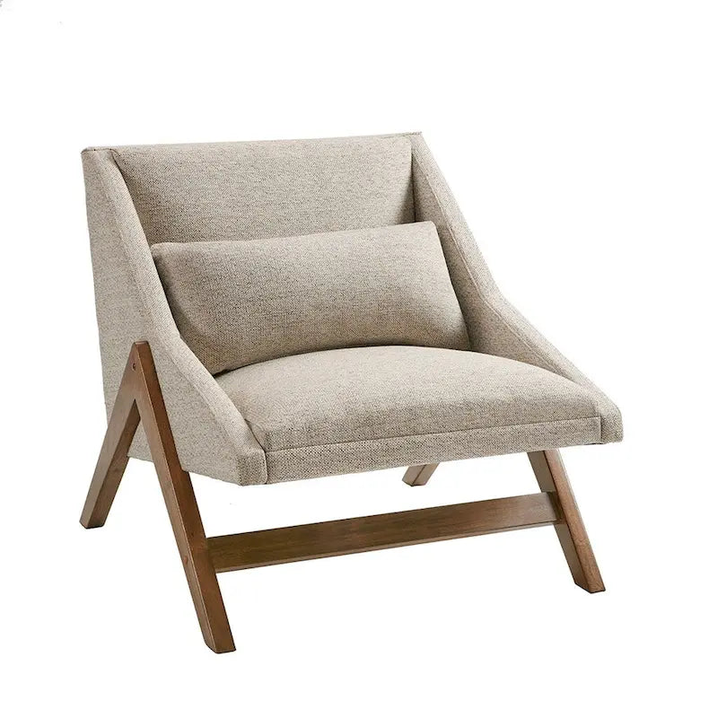 Fauteuil d'appoint boomerang 1 place, jaune moutarde/marron