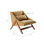 Fauteuil d'appoint boomerang 1 place, jaune moutarde/marron