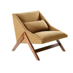 Fauteuil d'appoint boomerang 1 place, jaune moutarde/marron