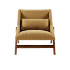 Fauteuil d'appoint boomerang 1 place, jaune moutarde/marron