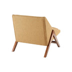 Fauteuil d'appoint boomerang 1 place, jaune moutarde/marron