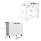 Évier utilitaire autoportant blanc/noir avec armoire — Dessus en acier inoxydable, une cuve, 1 personne