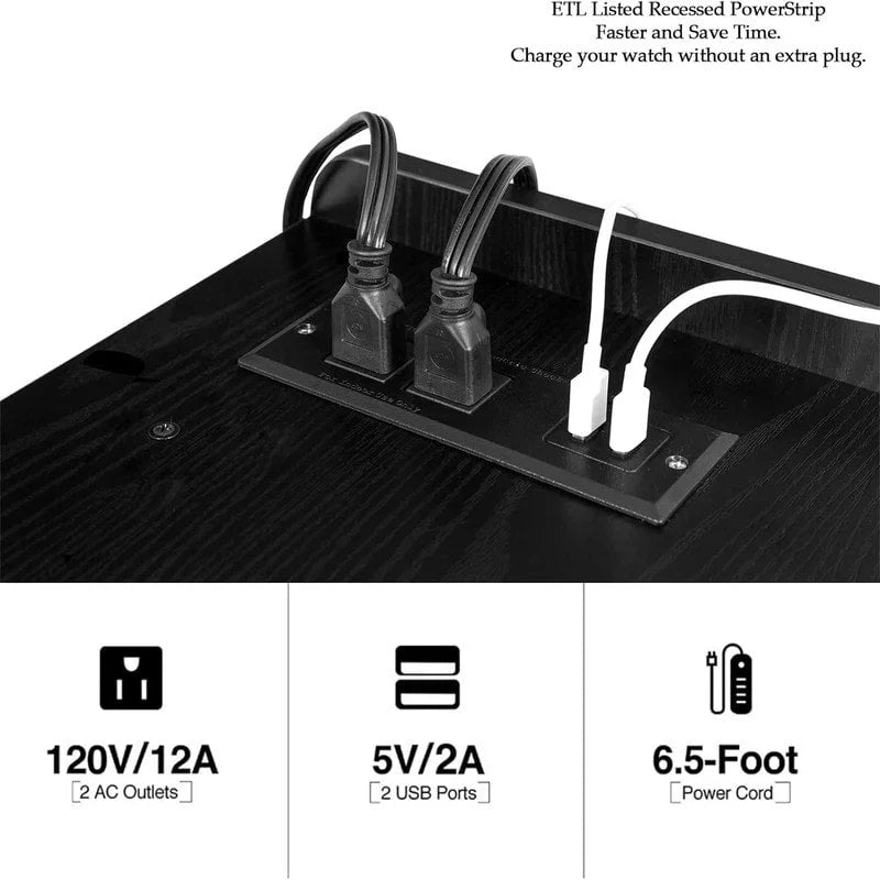 Meuble tourne-disque LED - 36 P x 82.5 L x 69 H cm