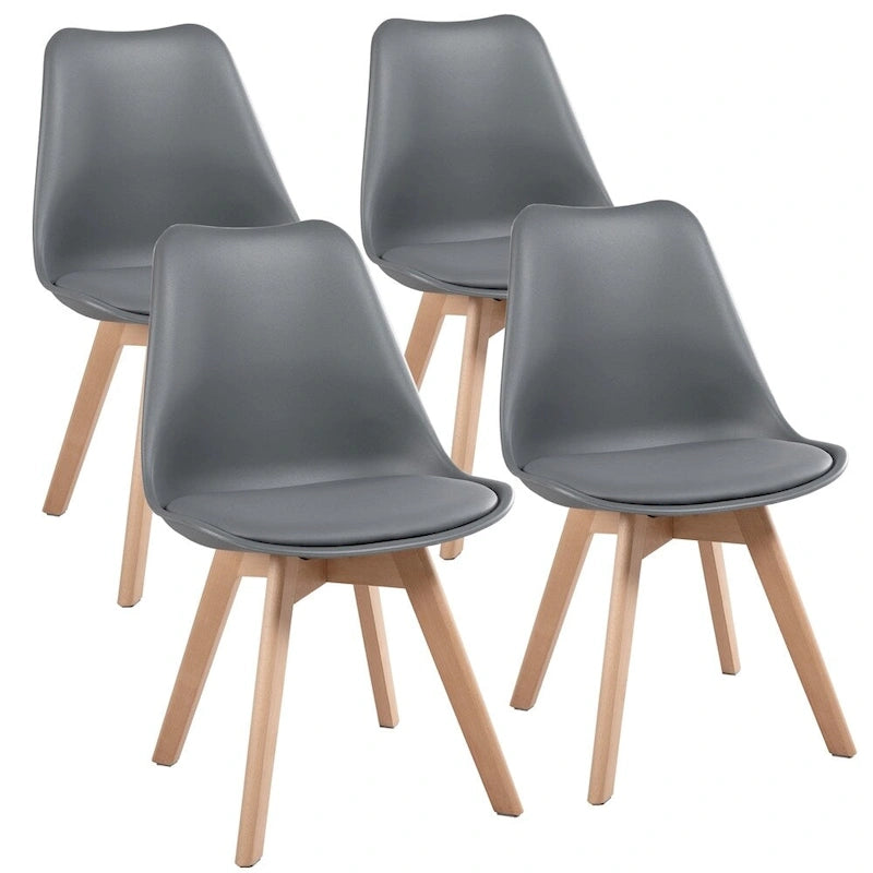 Chaise de salle à manger moderne rembourrée Gris foncé / Blanc / Noir – Lot de 4