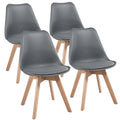 Chaise de salle à manger moderne rembourrée Gris foncé / Blanc / Noir – Lot de 4