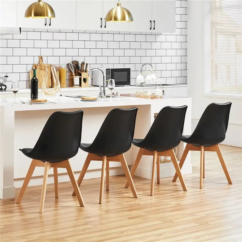 Chaise de salle à manger moderne rembourrée Gris foncé / Blanc / Noir – Lot de 4