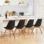 Chaise de salle à manger moderne rembourrée Gris foncé / Blanc / Noir – Lot de 4