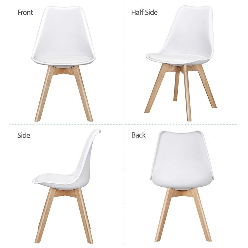 Chaise de salle à manger moderne rembourrée Gris foncé / Blanc / Noir – Lot de 4