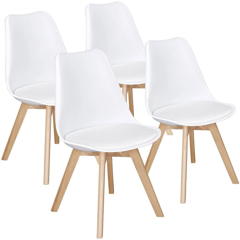 Chaise de salle à manger moderne rembourrée Gris foncé / Blanc / Noir – Lot de 4