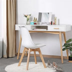 Chaise de salle à manger moderne rembourrée Gris foncé / Blanc / Noir – Lot de 4