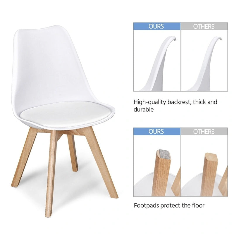 Chaise de salle à manger moderne rembourrée Gris foncé / Blanc / Noir – Lot de 4