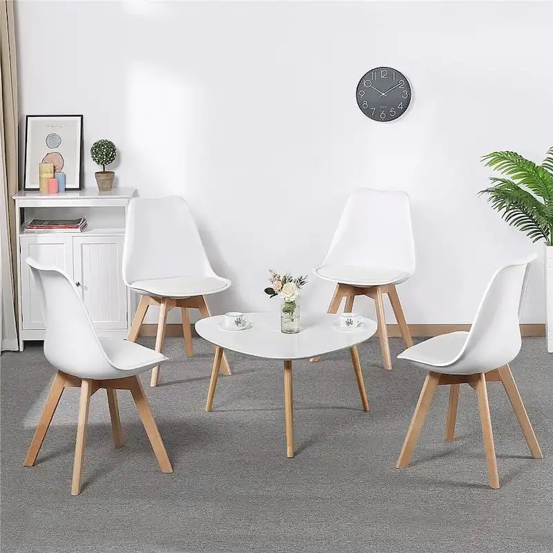 Chaise de salle à manger moderne rembourrée Gris foncé / Blanc / Noir – Lot de 4