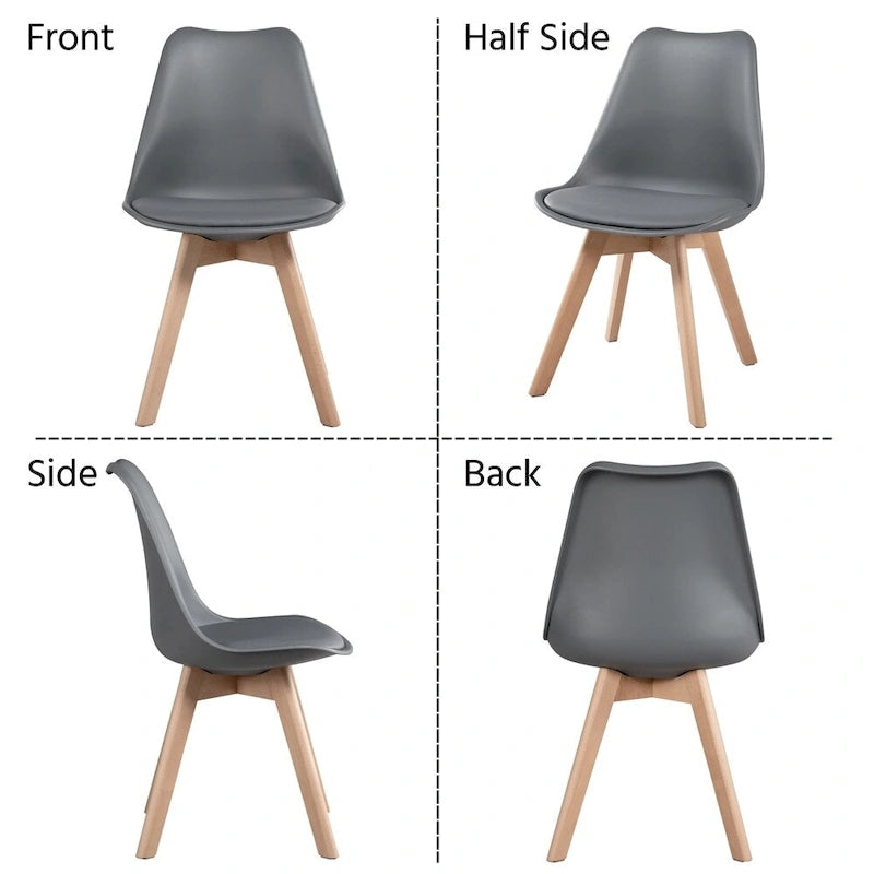 Chaise de salle à manger moderne rembourrée Gris foncé / Blanc / Noir – Lot de 4