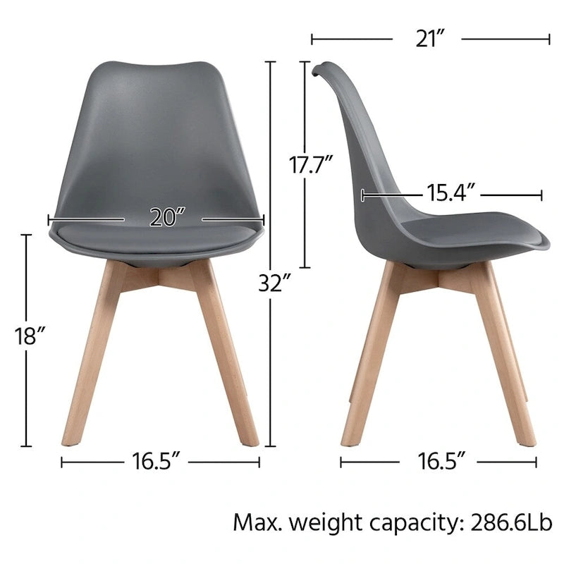Chaise de salle à manger moderne rembourrée Gris foncé / Blanc / Noir – Lot de 4