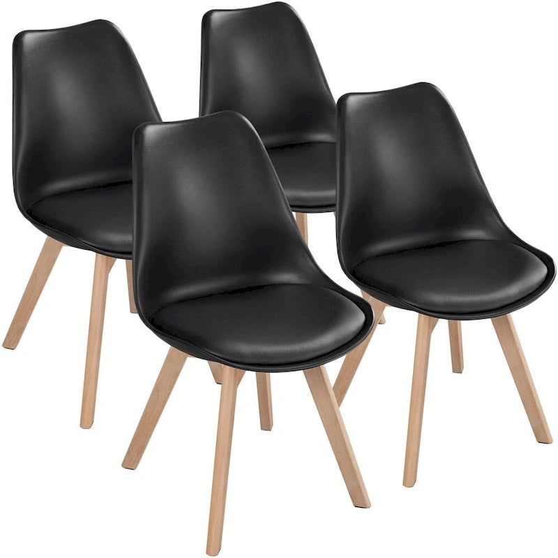 Chaise de salle à manger moderne rembourrée Gris foncé / Blanc / Noir – Lot de 4