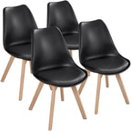 Chaise de salle à manger moderne rembourrée Gris foncé / Blanc / Noir – Lot de 4