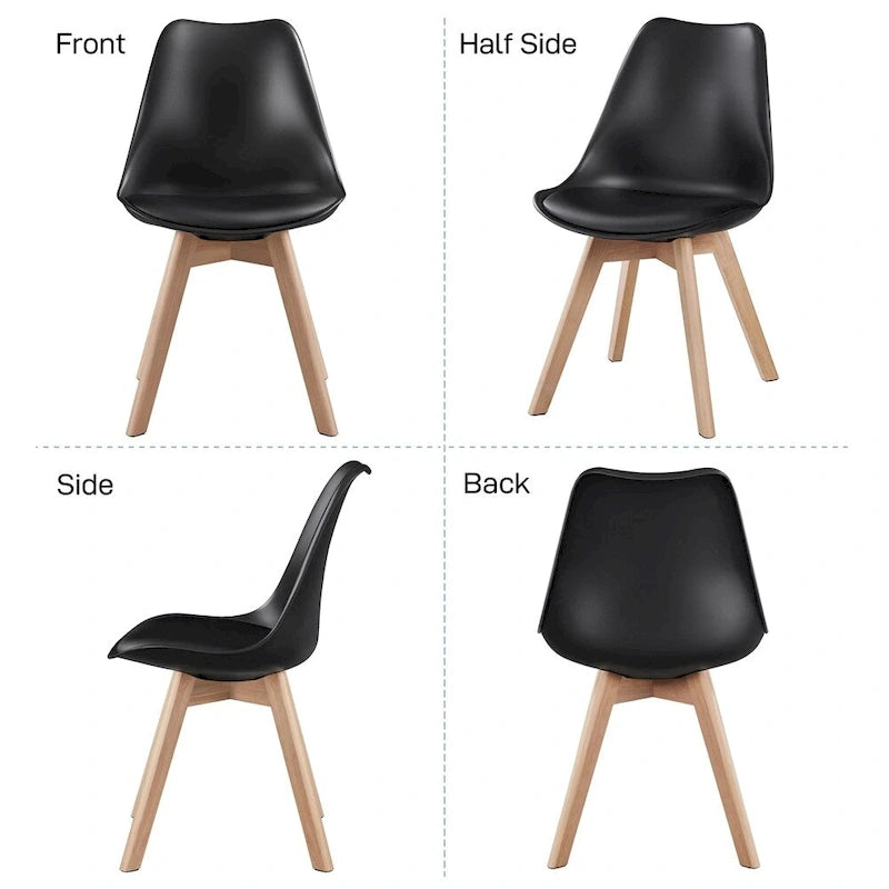 Chaise de salle à manger moderne rembourrée Gris foncé / Blanc / Noir – Lot de 4