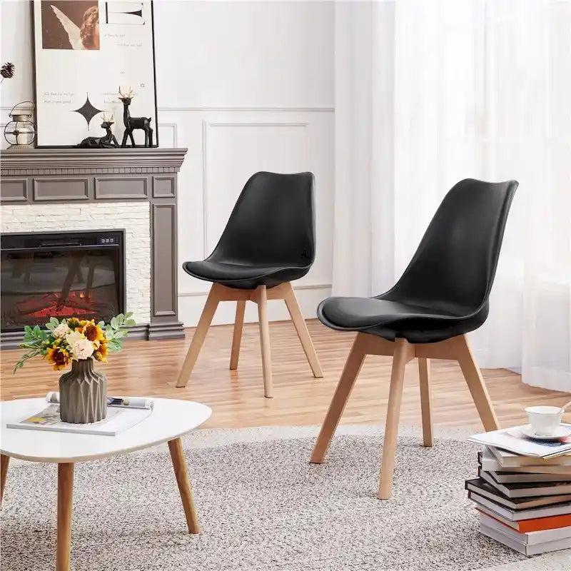 Chaise de salle à manger moderne rembourrée Gris foncé / Blanc / Noir – Lot de 4