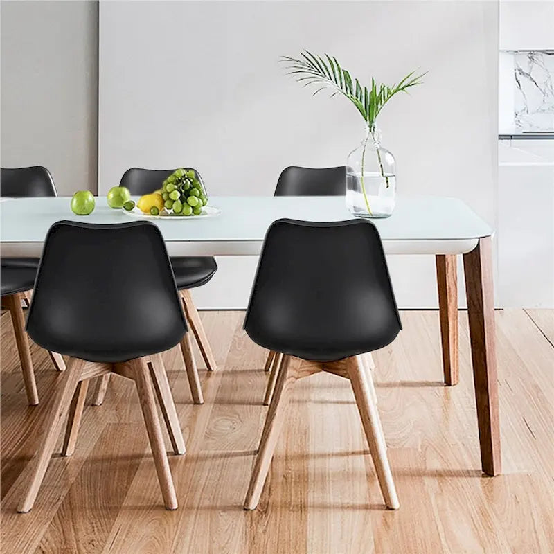 Chaise de salle à manger moderne rembourrée Gris foncé / Blanc / Noir – Lot de 4