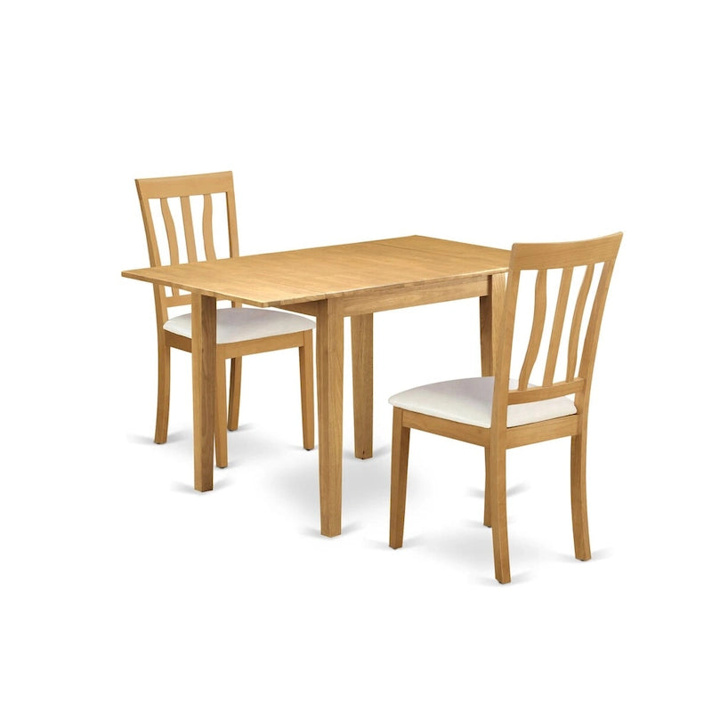 Ensemble table de salle à manger à abattants en chêne avec chaises en similicuir, 3 ou 5 places