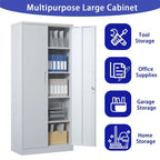 Meuble de rangement de garage en métal, armoire à outils en acier avec portes et 4 étagères
