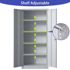 Meuble de rangement de garage en métal, armoire à outils en acier avec portes et 4 étagères