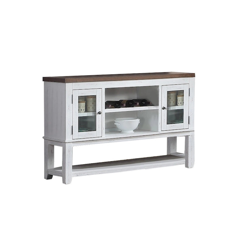Blanc et marron / Serveur ouvert marron — 2 portes, simple