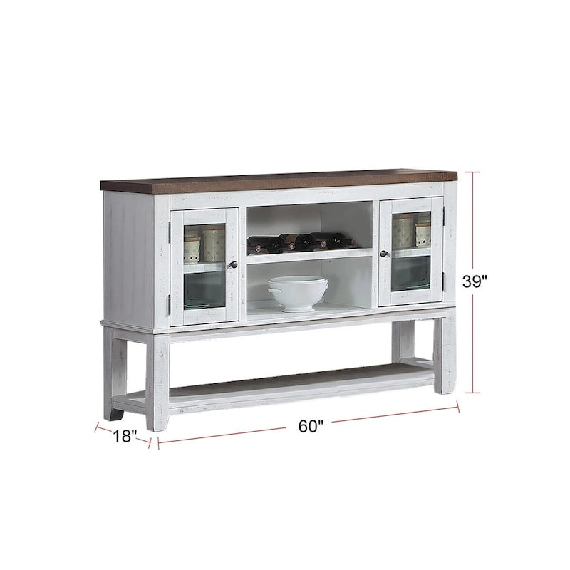 Blanc et marron / Serveur ouvert marron — 2 portes, simple