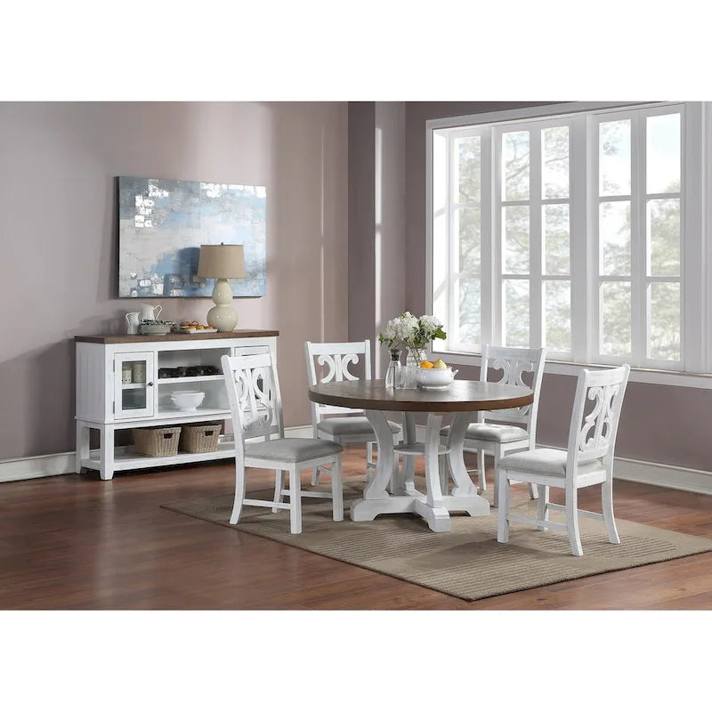 Blanc et marron / Serveur ouvert marron — 2 portes, simple
