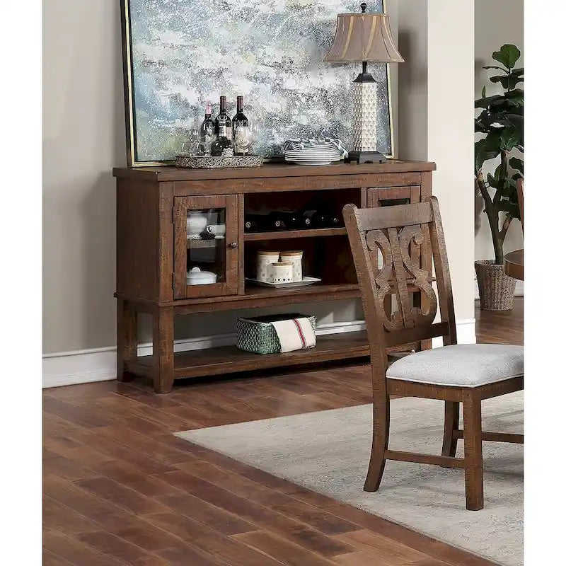 Blanc et marron / Serveur ouvert marron — 2 portes, simple