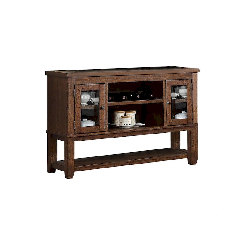 Blanc et marron / Serveur ouvert marron — 2 portes, simple