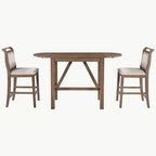 Ensemble de salle à manger 3 pièces en bois à hauteur de comptoir avec rallonge pliable