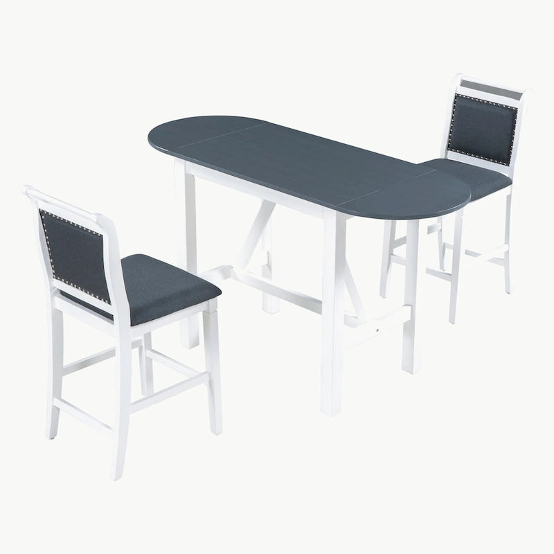 Ensemble de salle à manger 3 pièces en bois à hauteur de comptoir avec rallonge pliable