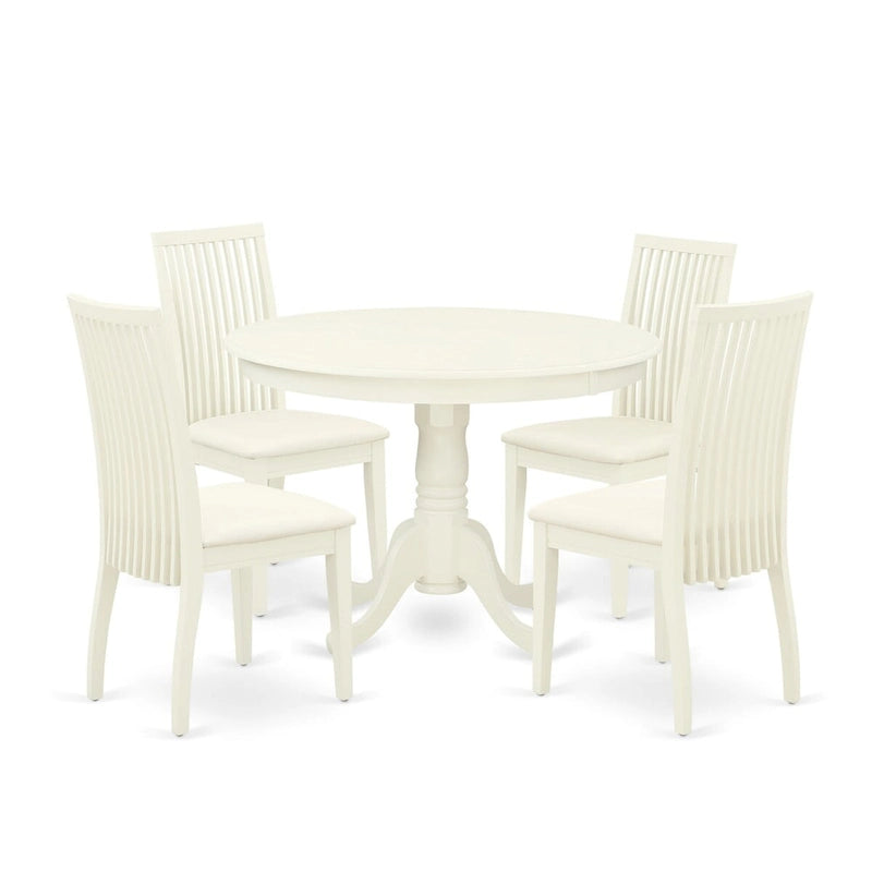 Ensemble de salle à manger East West Furniture – une table en bois et des chaises de salle à manger en tissu de lin
