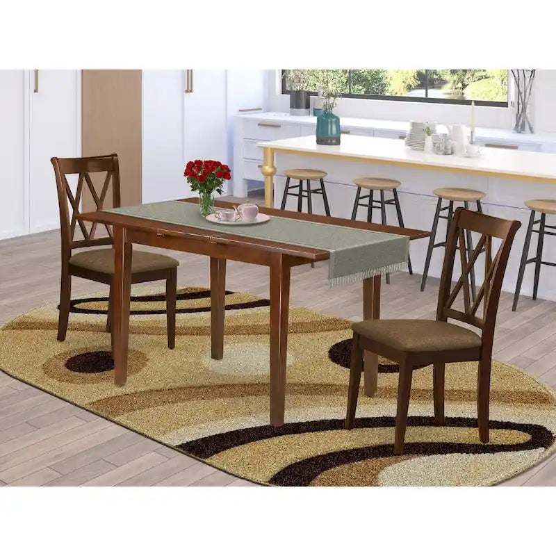 Ensemble de salle à manger East West Furniture – une table en bois et des chaises de salle à manger en tissu de lin
