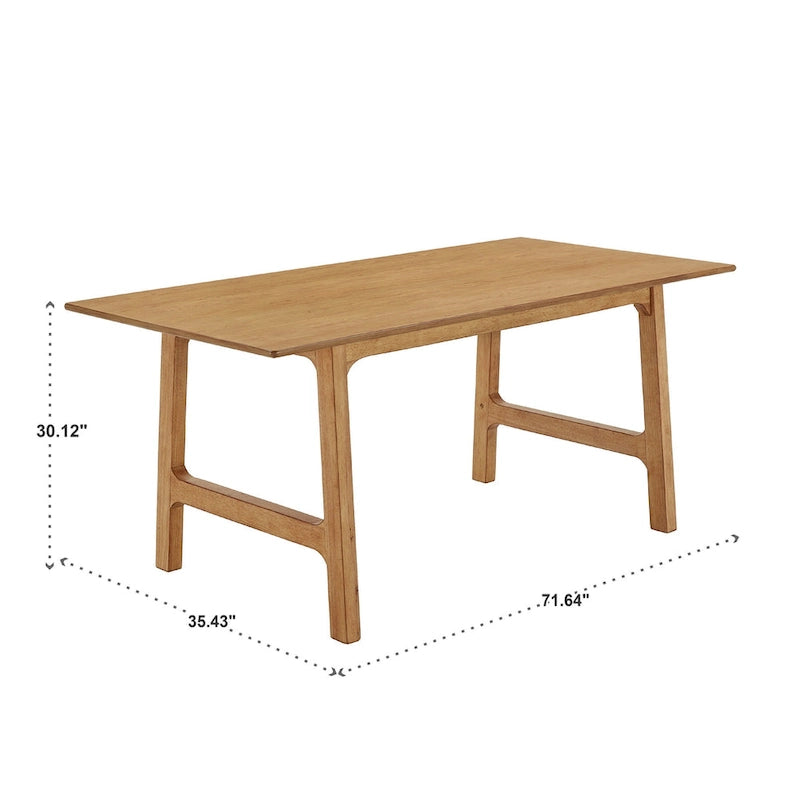 Table à manger en bois d'hévéa, finition noyer, 4 à 6 places