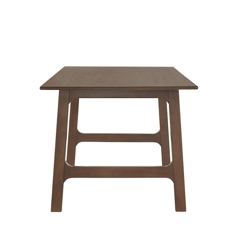 Table à manger en bois d'hévéa, finition noyer, 4 à 6 places
