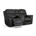 Causeuse inclinable électrique zéro gravité en cuir pleine fleur Raven / Pebble avec console — 2 places